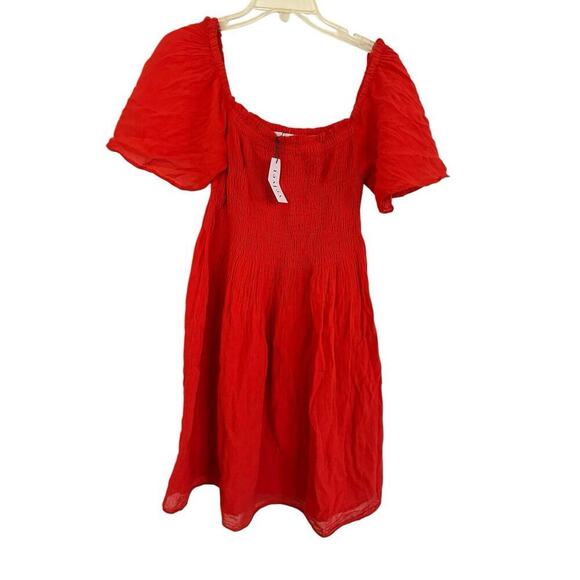 VELVET Graham & Spencer Red Guaze Dress ESME Off Shoulder Small NWT $268 ShiftXS - Picture 3 of 11